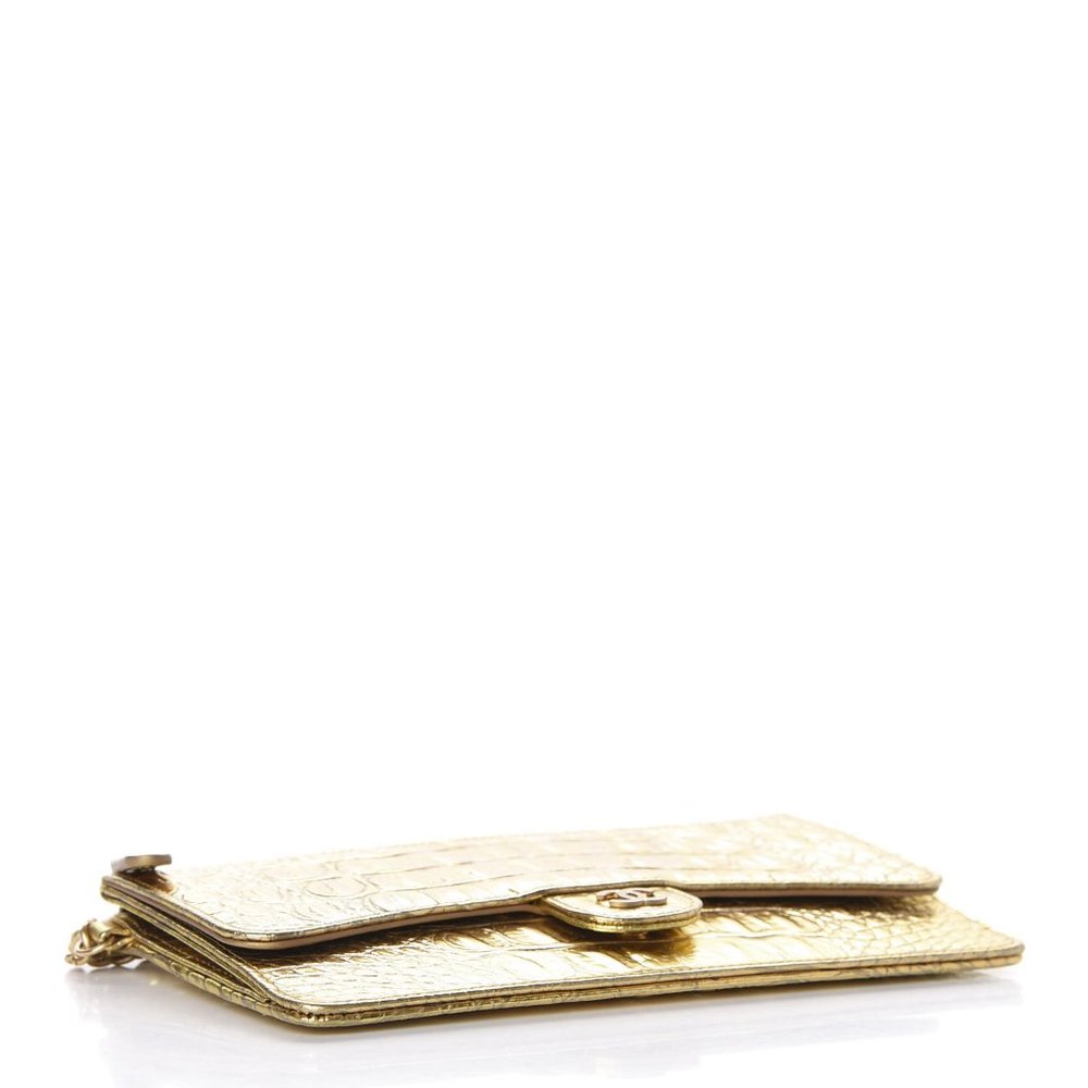 ❌SOLD❌CHANEL Crocodile Wallet On Chain Gold - Picture 5 of 9